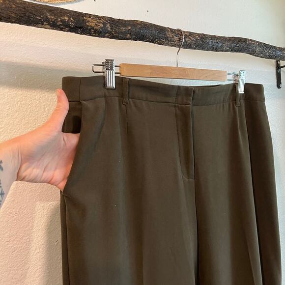 Coldwater Creek Olive Green High Rise Relaxed Wide Leg Trouser Pants Size 12 - Picture 3 of 13
